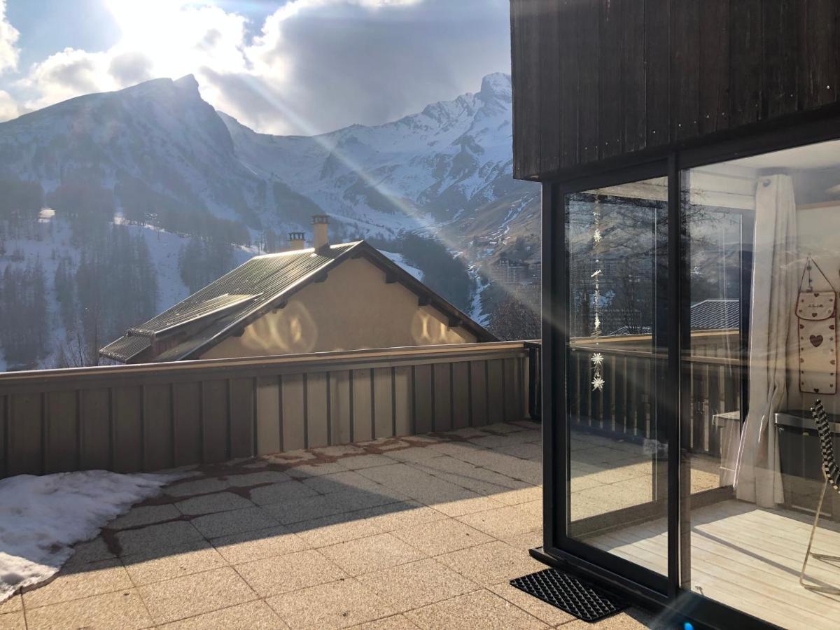Grand Studio La Foux D Allos Avec Vue Et Terrasse Bagian luar foto